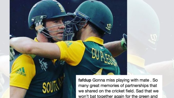 Sad we won't bat together again: Faf du Plessis as AB de Villiers retires South African Cricket Team Batting Fielding