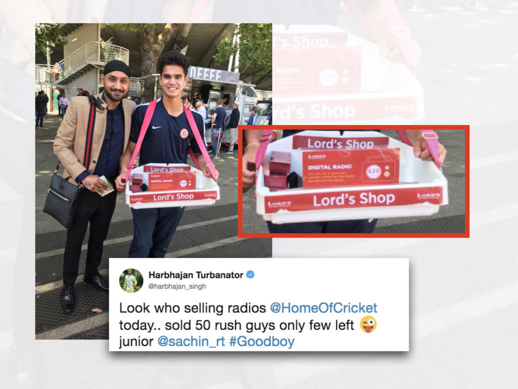After ground duties, Arjun Tendulkar sells radios at Lord's #Cricket #India #England #INDvENG #INDvsENG #ENGvIND #ENGvsIND #ArjunTendulkar #Lords #HarbhajanSingh 