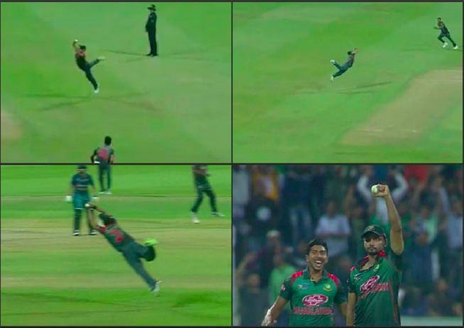Mashrafe Mortaza pulls off leaping catch to dismiss Shoaib Malik #MashrafeMortaza #ShoaibMalik #Cricket #Pakistan #Bangladesh #PAKvBAN #BANvPAK  #PAKvsBAN #BANvsPAK #AsiaCup #AsiaCup2018