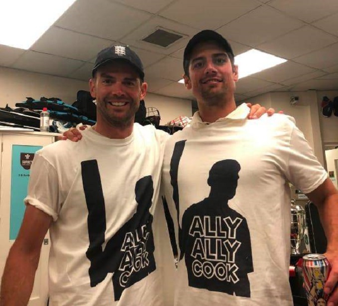 James Anderson pays tribute to Alastair Cook wearing 'Ally Ally Cook' t-shirt #Cricket #India #England #INDvENG #INDvsENG #ENGvIND #ENGvsIND #JamesAnderson #AlastairCook