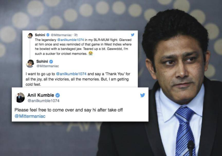 Anil Kumble responds to fan wishing to meet him on same flight #Cricket #India #AnilKumble #Sports