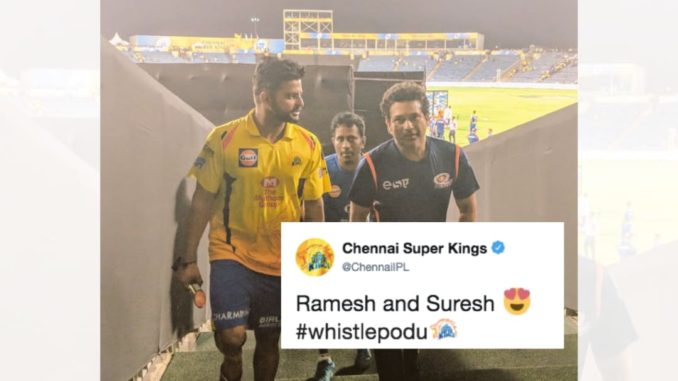 CSK slammed for captioning Sachin Tendulkar pic 'Ramesh and Suresh', Chennai Super Kings, Suresh Raina, IPL 2018