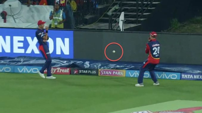 2 Delhi Daredevils fielders run to save four, leave ball for each other