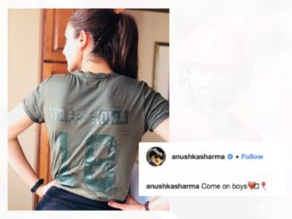 Anushka Sharma T-shirt Virat Kohli Royal Challengers Bangalore RCB IPL 2018 Cricket Batting Fielding Century Wife Girlfriend