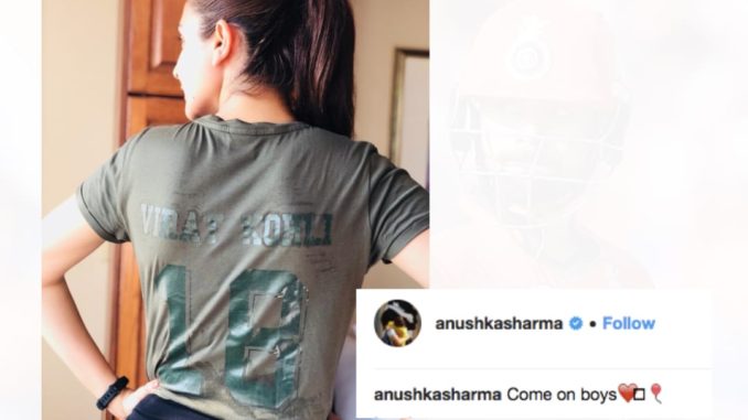 Anushka Sharma T-shirt Virat Kohli Royal Challengers Bangalore RCB IPL 2018 Cricket Batting Fielding Century Wife Girlfriend