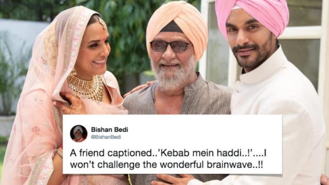 Bishan Singh Bedi+Neha Dhupia+Angad Bedi+Cricket+Batting+Bowling+Fielding+Wickets+Century+Wallpaper+Wife+Girlfriend+LifeStyle