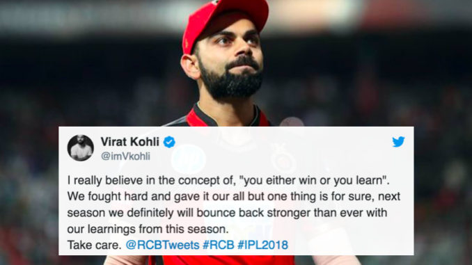 Deeply sorry, not proud of this season Virat Kohli to RCB fans Royal Challengers Bangalore RCB IPL 2018 Indian Premier League