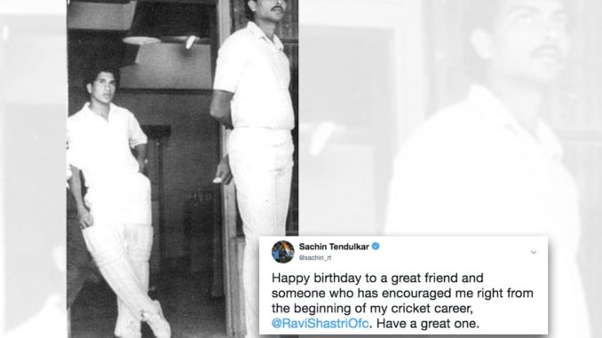 Sachin Tendulkar shares throwback picture on Ravi Shastri's birthday Indian Cricket Team Coach Cricket Batting Bowling Wife