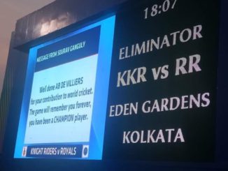 Sourav Ganguly posts farewell note for AB de Villiers on Eden Gardens' screen Kolkata Knight Riders KKR IPL 2018 Batting