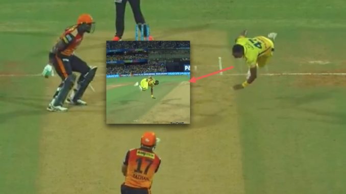 CSK's Dwayne Bravo produces diving catch off own bowling SRH vs CSK Qualifier 1 Chennai Super Kings vs Hyderabad IPL 2018