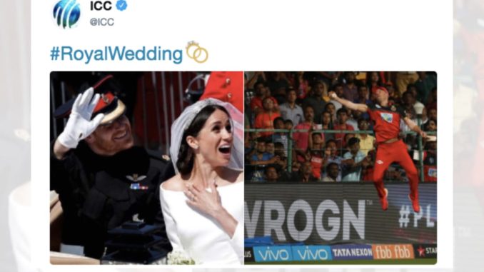 ICC Trolling royal couple AB de Villiers Catch Wife Girlfriend Royal Challengers Bangalore RCB IPL 2018 Indian Premier League