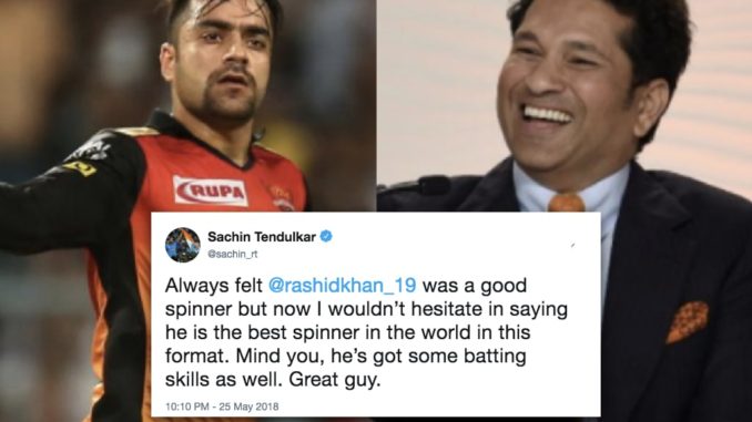 Rashid Khan is best spinner in world in T20s: Sachin Tendulkar KKR vs SRH Kolkata vs Sunrisers Hyderabad IPL 2018 Qualifier 2