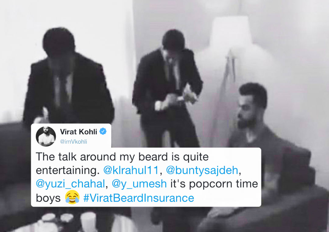 It's popcorn time, tweets Virat Kohli on 'beard insurance' rumours #ViratKohli #India #Cricket #Sports