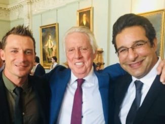 1,100 test wickets between us: Wasim Akram poses with Dale Steyn, Jeff Thomson #WasimAkram #DaleSteyn #JeffThomson #Pakistan #SouthAfrica #Australia #Cricket