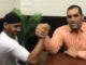 Harbhajan Singh arm wrestles with 'The Great Khali' #HarbhajanSingh #TheGreatKhali #Cricket #India