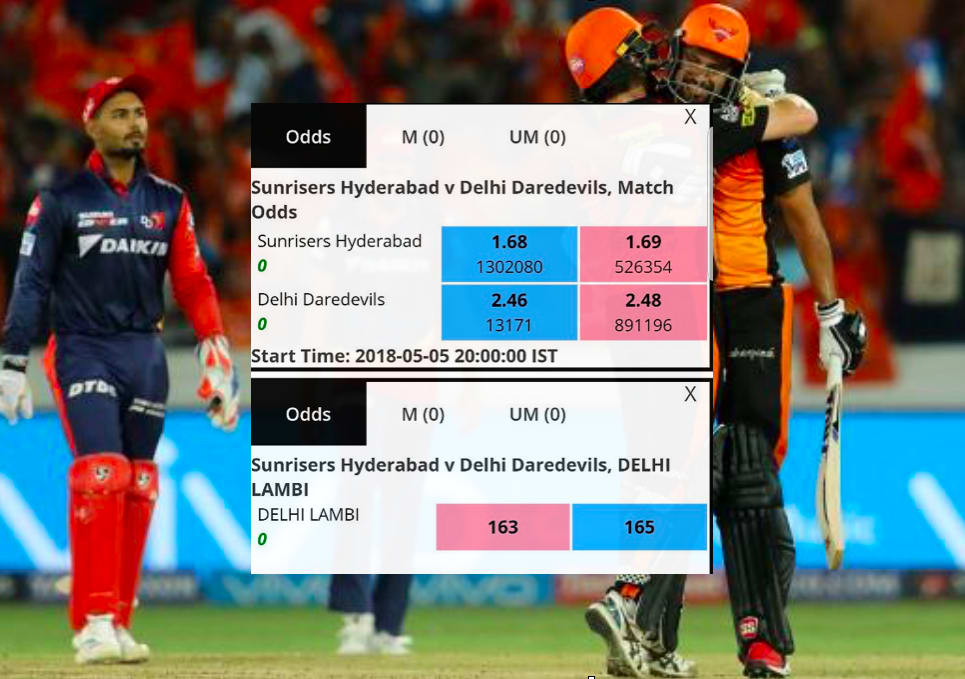 Betting rates for SRH vs DD recovered from bookie's phone #IPL