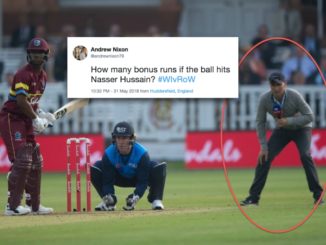 Seen everything now, tweets user on Nasser Hussain commentating from the field