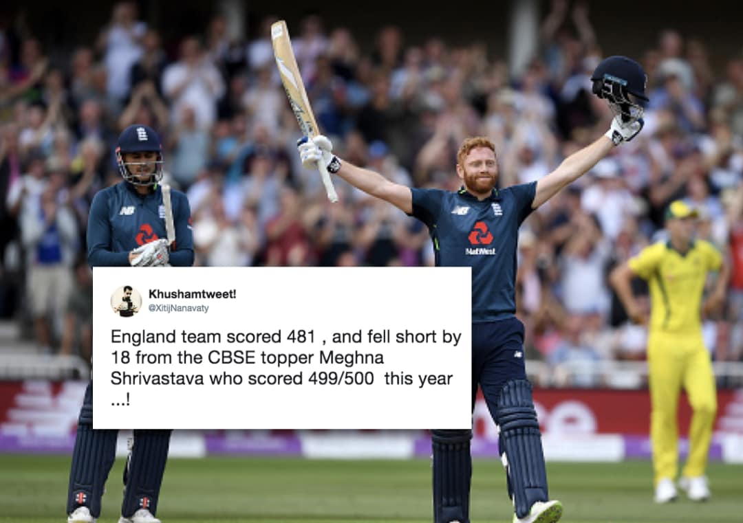 England won by an innings in an ODI match against Australia, tweets user #England #Australia #Cricket #ENGvAUS #JonnyBairstow